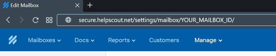 Firefox's address bar with the URL ending in your mailbox id.